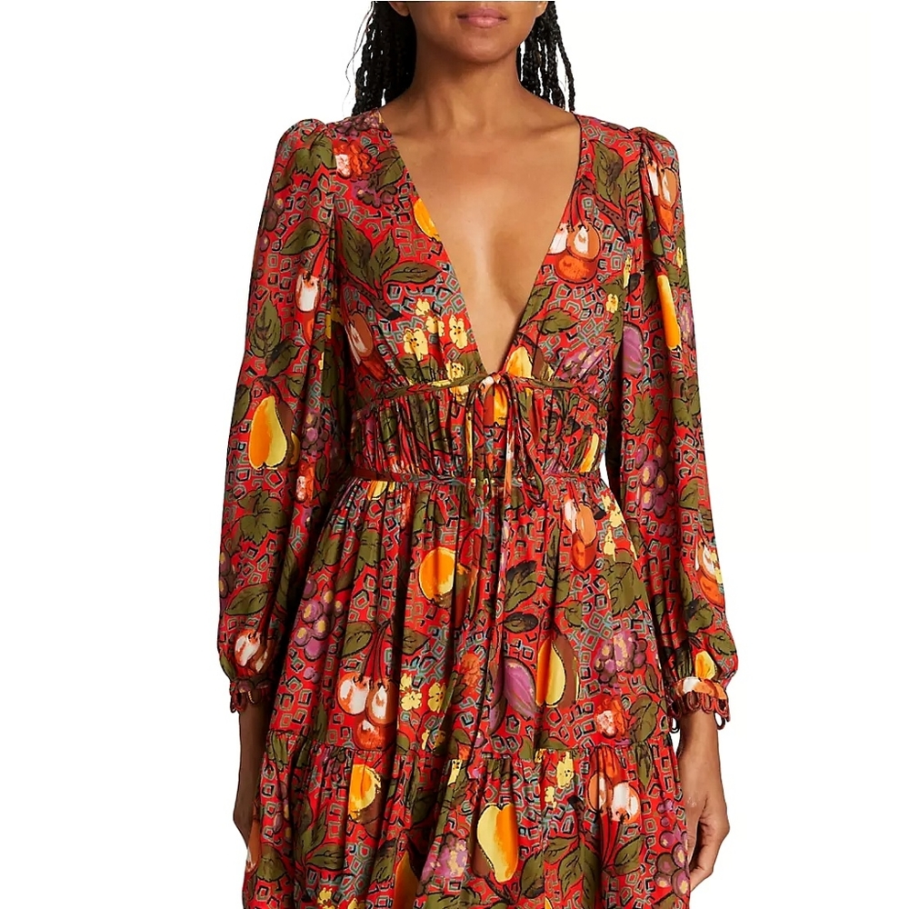 Rhode Gwenyth Fruit Highland Orchid Bramble Berry Midi Dress